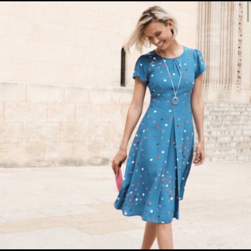NWOT Boden Calissa dress in Solstice Blue Confetti